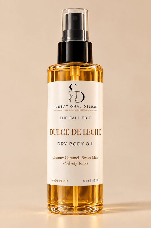 Dulce de leche scented fast absorbing body oil for silky smooth skin 