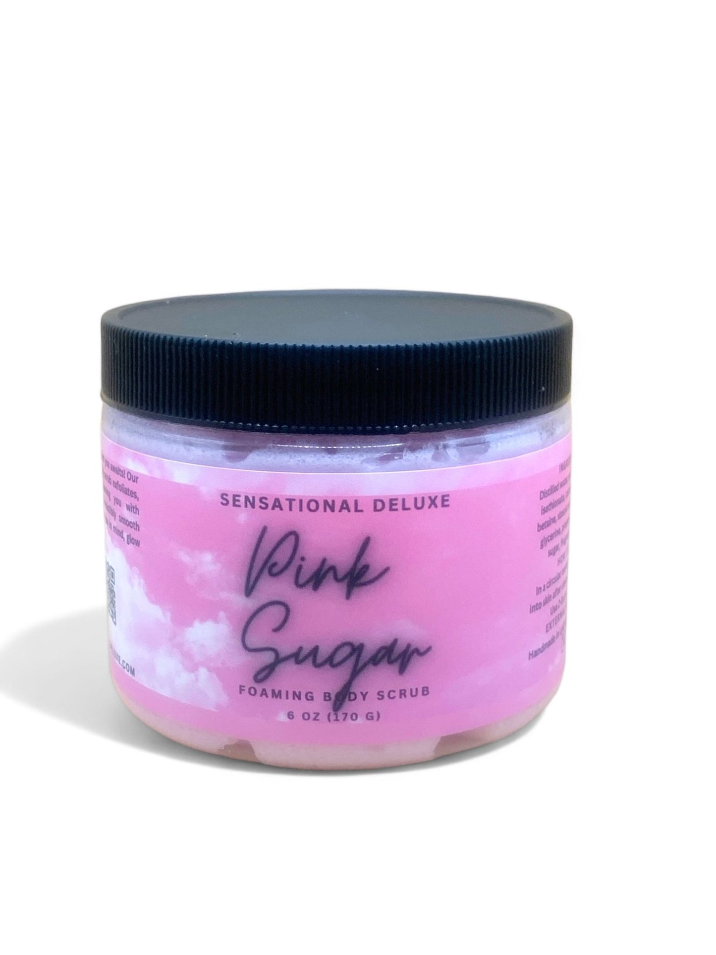 Foaming exfoliating body scrub with moisturizing ingredients, perfect for a spa-like skincare routine