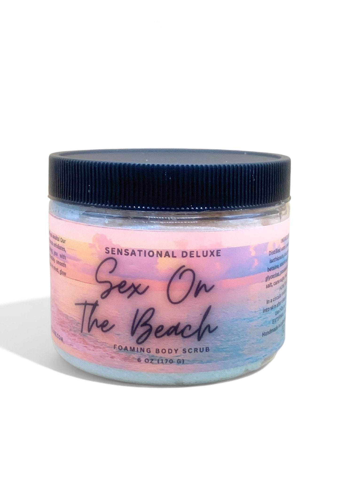 Luxurious foaming body scrub in a 6 oz jar, providing gentle exfoliation and deep moisture for glowing skin