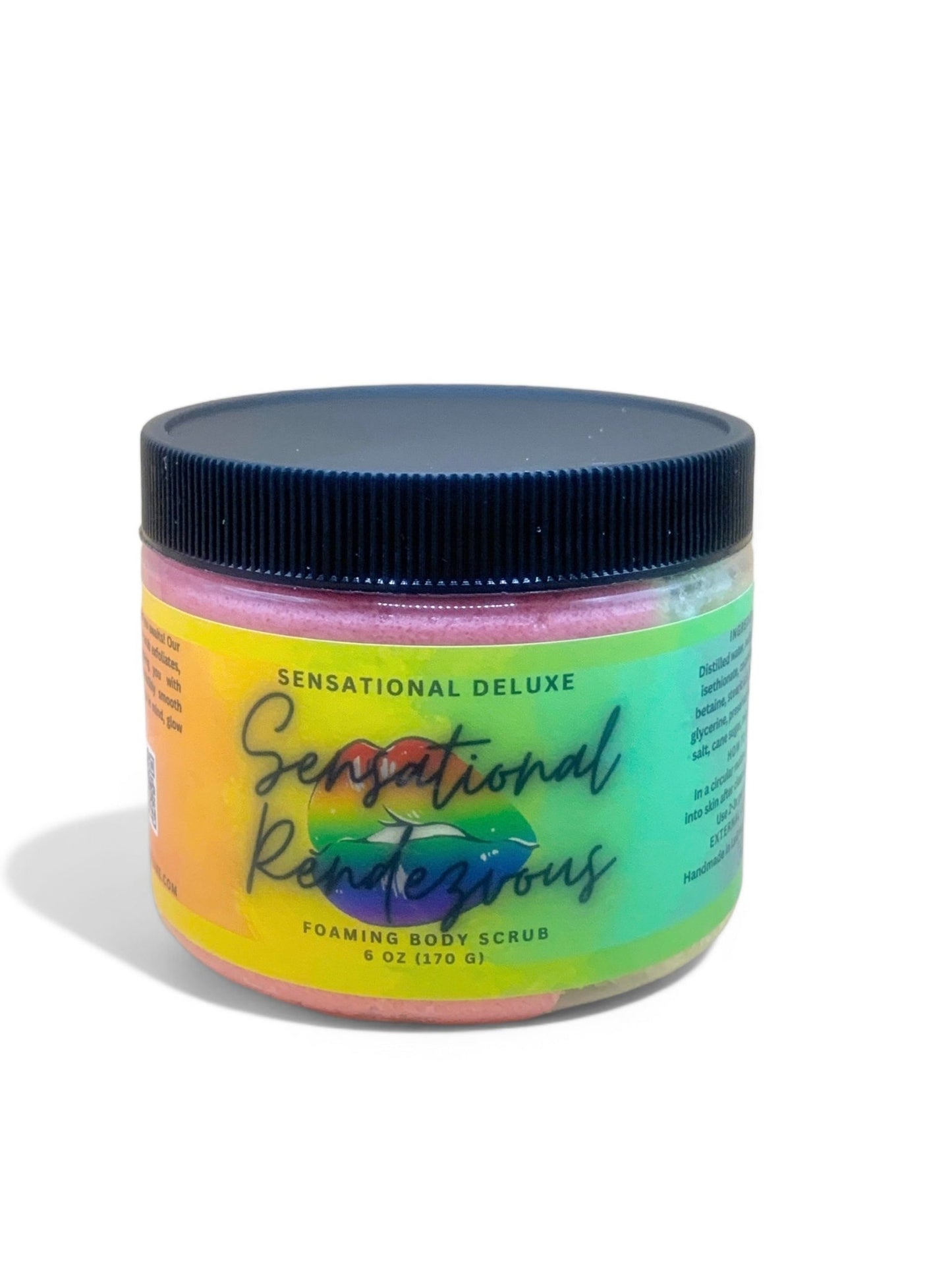 Natural foaming body scrub with a sweet fragrance, designed to exfoliate and hydrate for silky smooth skin