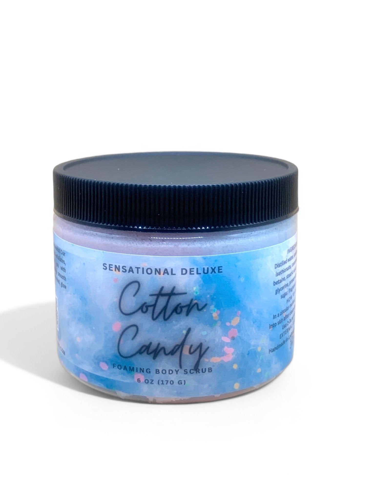 Whipped foaming body scrub in a tropical scent, offering gentle exfoliation and hydration